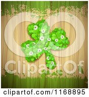 Poster, Art Print Of St Patricks Day Shamrock Made Of Clovers Over Wood With Grunge