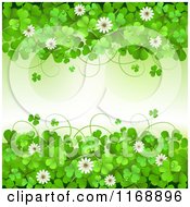 Poster, Art Print Of Green St Patricks Day Background With Shamrock Clovers And Flowers