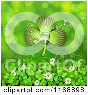Poster, Art Print Of St Patricks Day Shamrock Over Clovers And Flowers On Green