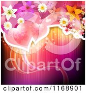 Poster, Art Print Of Valentine Or Wedding Background Of Roses Flowers And Hearts Over Lights