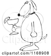 Cartoon Of A Black And White Dog Holding A Margarita Royalty Free Vector Clipart