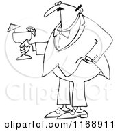 Cartoon Of A Black And White Formal Man Holding A Margarita Royalty Free Vector Clipart