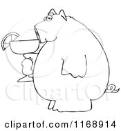 Poster, Art Print Of Black And White Pig Holding A Margarita