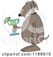 Cartoon Of A Dog Holding A Margarita Royalty Free Vector Clipart
