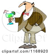 Cartoon Of A Caucasian Man Wearing A Plaid Jacket And Holding A Margarita Royalty Free Clipart