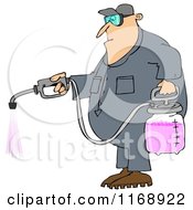 Poster, Art Print Of Caucasian Worker Man Spraying Chemical Pesticides