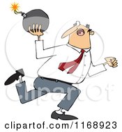 Poster, Art Print Of Caucasian Businessman Running And Ready To Throw A Bomb