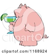 Pink Pig Holding A Margarita