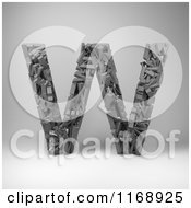 Poster, Art Print Of 3d Capital Letter W Composed Of Scrambled Letters Over Gray