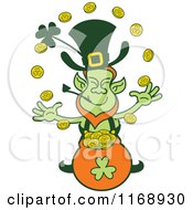 Poster, Art Print Of St Patricks Day Leprechaun Juggling Coins Over A Pot