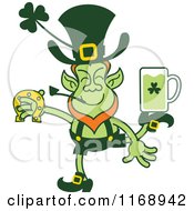 Poster, Art Print Of St Patricks Day Leprechaun Juggling A Horseshoe And Beer