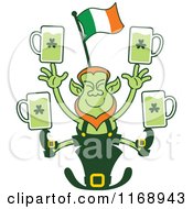 Poster, Art Print Of St Patricks Day Leprechaun Juggling Beers On A Hat