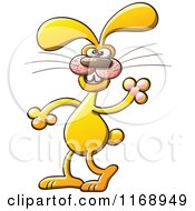 Cartoon Of A Waving Yellow Rabbit Royalty Free Vector Clipart by Zooco