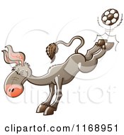 Poster, Art Print Of Donkey Kicking A Soccer Ball With His Hind Legs