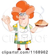 Poster, Art Print Of Pleased Red Haired Woman Holding A Fresh Pie