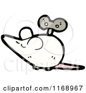 Cartoon Of A White Wind Up Toy Mouse Royalty Free Vector Illustration