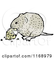 Cartoon Of A Mouse Eating Cheese Royalty Free Vector Illustration