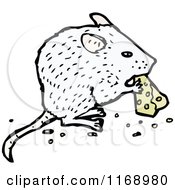 Cartoon Of A Mouse Eating Cheese Royalty Free Vector Illustration
