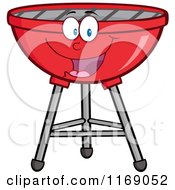 Cartoon Of A Happy Red Charcoal Bbq Grill Mascot Royalty Free Vector Clipart