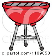 Cartoon Of A Red Charcoal Bbq Grill Royalty Free Vector Clipart