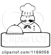 Poster, Art Print Of Happy Black And White Chef Holding A Cloche Platter And A Winking Over Copyspace