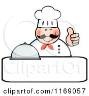 Poster, Art Print Of Happy Chef Holding A Cloche Platter And A Thumb Up Over Copyspace