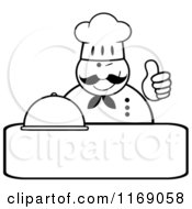 Poster, Art Print Of Happy Black And White Chef Holding A Cloche Platter And A Thumb Up Over Copyspace