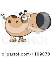 Cartoon Of A Spotted Brown Dog Wagging His Tail Royalty Free Vector Clipart