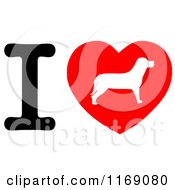 Cartoon Of A Dog Silhouette Heart And Letter I Royalty Free Vector Clipart