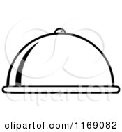 Cartoon Of A Black And White Cloche Platter Royalty Free Vector Clipart