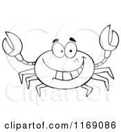 Cartoon Of A Happy Black And White Crab Royalty Free Vector Clipart by Hit Toon