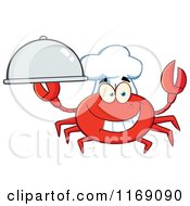 Poster, Art Print Of Happy Chef Crab Holding A Platter Cloche