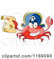 Poster, Art Print Of Happy Pirate Crab Holding A Treasure Map