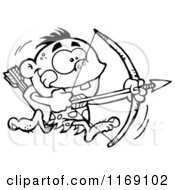 Poster, Art Print Of Black And White Archer Caveman Bpu Running With A Bow And Arrow