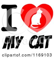 Poster, Art Print Of Cat Silhouette On A Heart With I Love My Cat