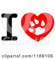 Poster, Art Print Of Cat Paw Print On A Heart With The Letter I