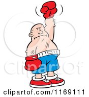 Cartoon Of A Boxer Fighter Challenger Winner Royalty Free Vector Clipart by Johnny Sajem