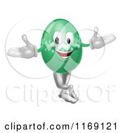 Poster, Art Print Of Welcoming Green Easter Egg Mascot