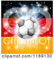 Clipart Of A Soccer Ball Over A German Flag With Fireworks Royalty Free Vector Illustration