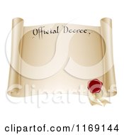 Clipart Of A Paper Scroll Official Decree With A Red Wax Seal And Copyspace Royalty Free Vector Illustration