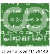 Poster, Art Print Of Seamless Green Hardware And Tool Icon Pattern