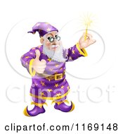 Poster, Art Print Of Happy Wizard Holding A Wand And A Thumb Up