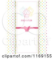Poster, Art Print Of Cupcake Label Over Colorful Polka Dots And Copyspace