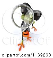 Clipart Of A Business Frog Wearing Sunglasses Peering Through A Magnifying Glass Royalty Free CGI Illustration
