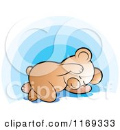 Poster, Art Print Of Cute Bear Sleeping Over Blue