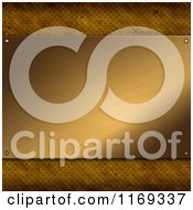 Clipart Of A 3d Gold Metal Plaque Over Diamond Plate Royalty Free CGI Illustration by KJ Pargeter