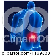 Clipart Of A 3d Blue Man With Highlighted Back Pain Royalty Free CGI Illustration