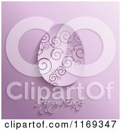 Clipart Of A Happy Easter Greeting With A Swirl Egg On Purple Royalty Free Vector Illustration