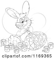 Poster, Art Print Of Outlined Easter Bunny Painting An Egg