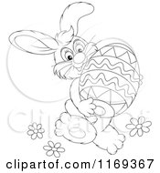 Poster, Art Print Of Outlined Easter Bunny Carrying A Large Egg